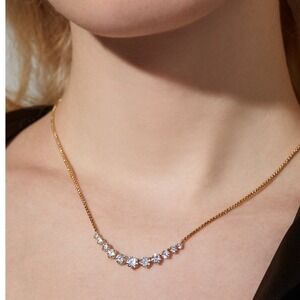 NADRI‎ 14k Gold Plated Diamond Illusion Curve Necklace 15 18 Inch Adjustable NEW